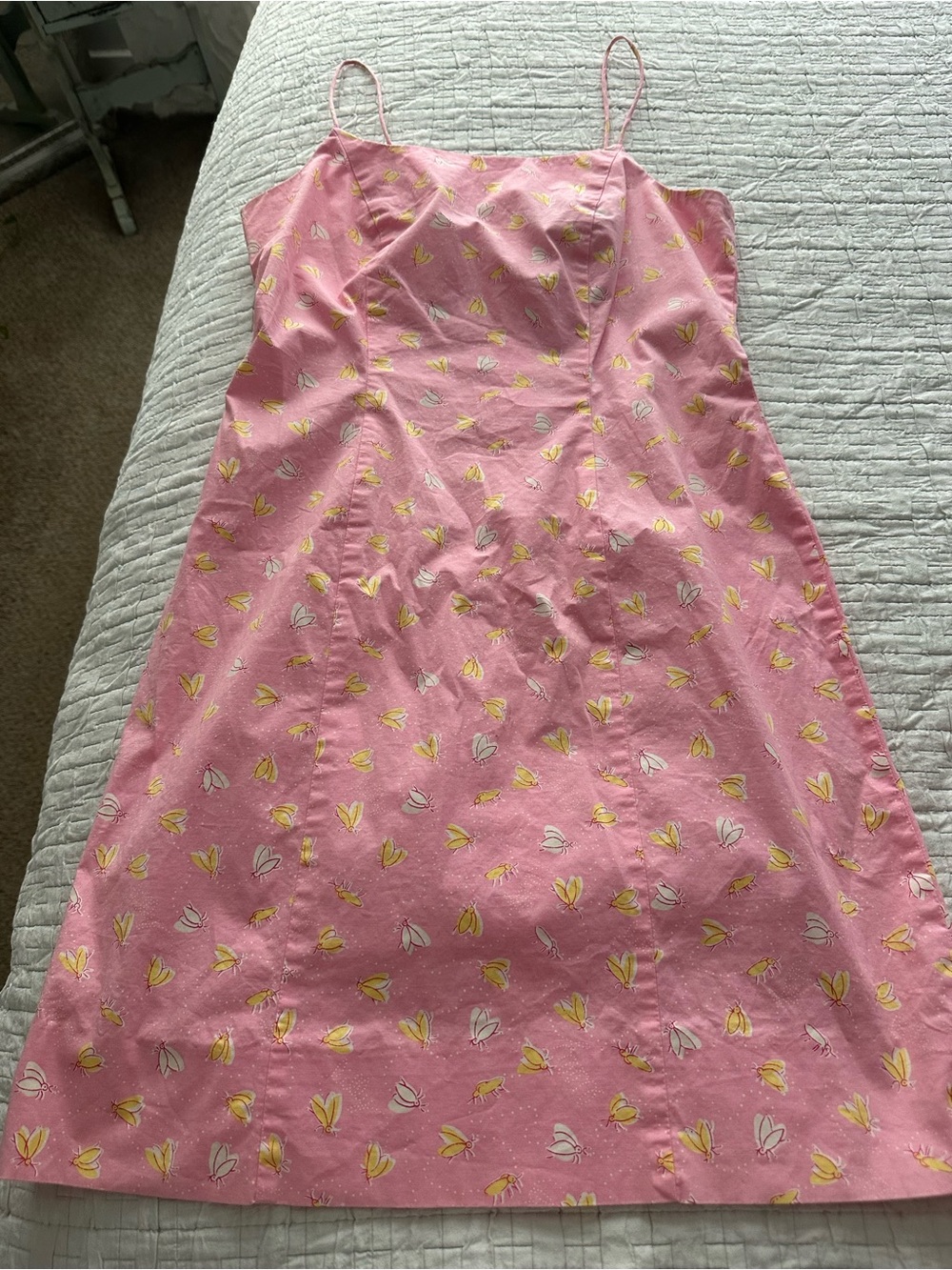 Pink Floral Slip Dress with Yellow & White Fire fly print